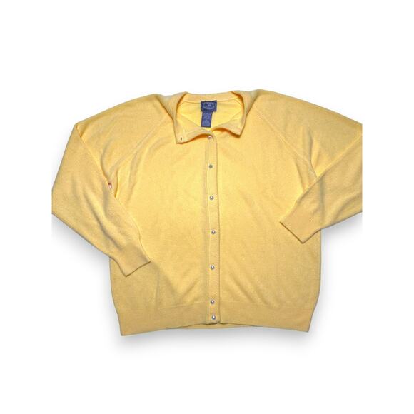 Vintage Designers Originals Luxelon Yellow Cardigan W/ Pear Buttons Size Large - Picture 4 of 8